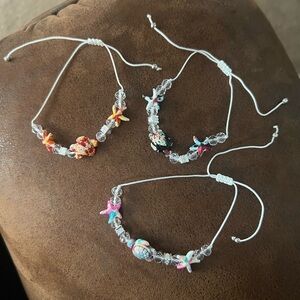 Colorful Starfish Kids Bracelets Set Set of 3 string turtle theme bracelets B106